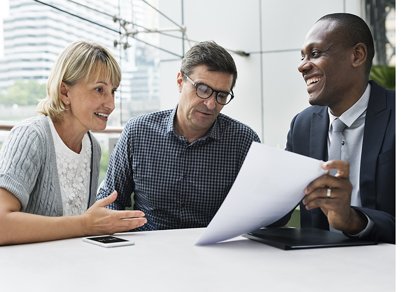 Business Communication Connection People Concept man talking to clients